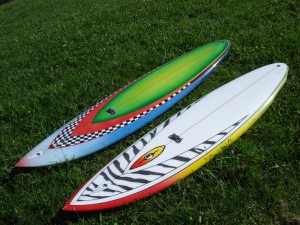 6'6 and 6'1 single fin channel bottoms